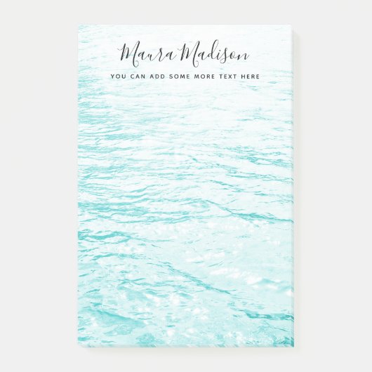 Aqua-blauwe mousserende watergolven post-it® notes (Voorkant)