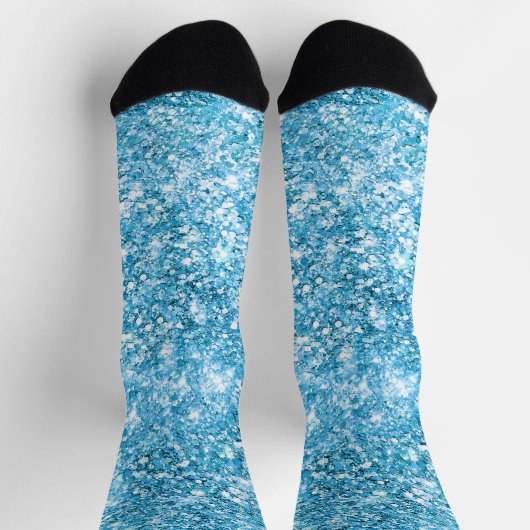 Aqua Blauwe Nep Glitters Sokken (Top)