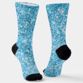 Aqua Blauwe Nep Glitters Sokken (Gebogen)