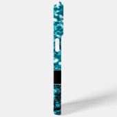 Aqua blauwe nepschittertjes Monogram Case-Mate iPhone Case (Achterkant / Rechts)