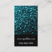 Aqua blauwe nepshiny glitter glinstert en zwart visitekaartje (Achterkant)