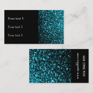 Aqua blauwe nepshiny glitterspikkels en zwart visitekaartje