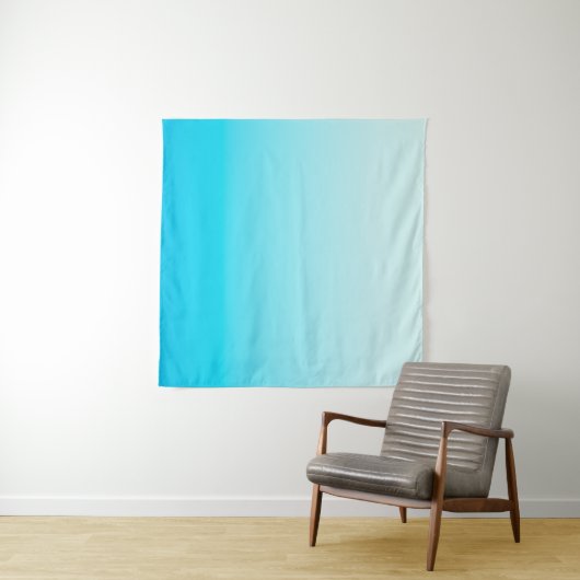 Aqua blauwe ombre achtergrond wandkleed (In Situ (horizontaal))