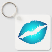 Aqua Blauwe Ombre Lippen Sleutelhanger (Voorkant)