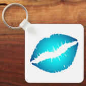 Aqua Blauwe Ombre Lippen Sleutelhanger (Voorkant)