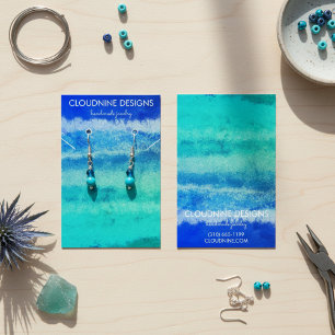 Aqua Blauwe Oorbel Ketting Sieraden Displaykaart Visitekaartje