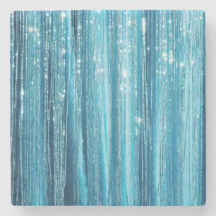 Aqua Blauwe Paarse Glitter Strepen Stenen Onderzetter