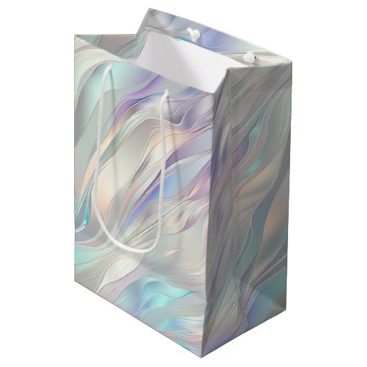 Aqua Blauwe Paarse Parel Witte Bruiloft Medium Cadeauzakje (Voorkant Gekanteld)