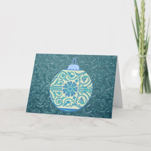 Aqua Blauwe Retro Kerstvakantiekaart Kaart (Voorkant)