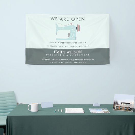 AQUA BLAUWE ROZE NAAIMACHINE TAILOR HEROPENING SPANDOEK (Beurs)