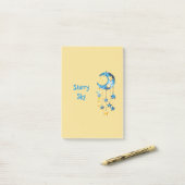 Aqua Blauwe Sterrenhemel Gele Sterren Manen Post-it® Notes (Op bureau)