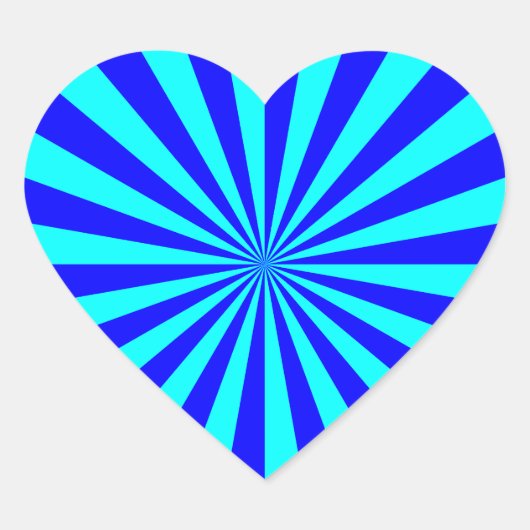 Aqua Blauwe Steruitbarsting Patroon Hart Sticker (Voorkant)