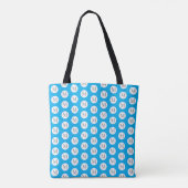 Aqua Blauwe Stip Monogram Schoudertas Tote Bag (Achterkant)