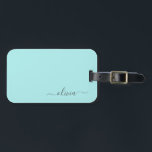 Aqua Blauwe Teal Meisjesachtige Script Monogram Na Bagagelabel<br><div class="desc">Aqua Blauwe Teal Monogram Voeg je eigen naam toe Script Bagage Tag De tas tag is het perfecte cadeau voor een 16e verjaardag,  trouwen,  bruidsfeest,  babyshower of vrijgezellenfeest voor iemand die haar kamer stijlvol inricht.</div>