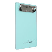 Aqua Blauwe Teal Moderne Script Meisjesachtig Mono Mini Klembord (Schuin)