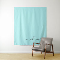 Aqua Blauwe Teal Moderne Script Meisjesachtige Mon