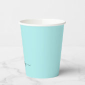 Aqua Blauwe Teal Zwarte Monogram Papieren Bekers (Links)