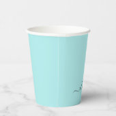 Aqua Blauwe Teal Zwarte Monogram Papieren Bekers (Rechts)