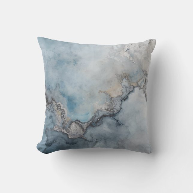 Aqua Blauwe Tealgrijze Beige Abstracte Huisdecorat Kussen (Voorkant)