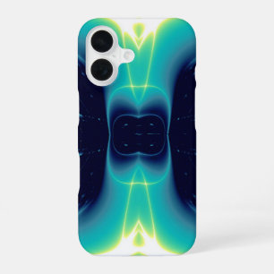 AQUA BLAUWE TURQUOISE WITTE LICHTGOLVEN iPhone 16 HOESJE
