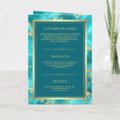 Aqua Blauwe Water Gouden QR Code Moslim Bruiloft (Achterkant)