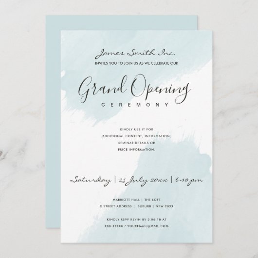 AQUA BLAUWE WATERKWAST OPENINGSCEREMONIE KAART (Voorkant / Achterkant)