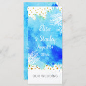 Aqua blauwe waterverf, koraalrif bruiloft programm programmakaart (Voorkant / Achterkant)