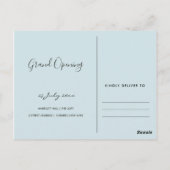 AQUA BLAUWE WATERVERF KWASTSLAG OPENINGSCEREMONIE BRIEFKAART (Achterkant)