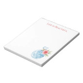 Aqua Blauwe Witte Parfumfles Roos Notitieblok (Linkerzijde)