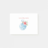 Aqua Blauwe Witte Parfumfles Roos Post-it® Notes (Voorkant)