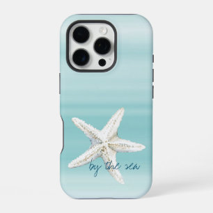Aqua Blauwe Witte Strand Zeester iPhone 16 Pro Hoesje