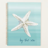 Aqua Blauwe Witte Strand Zeester Planner (Voorkant)