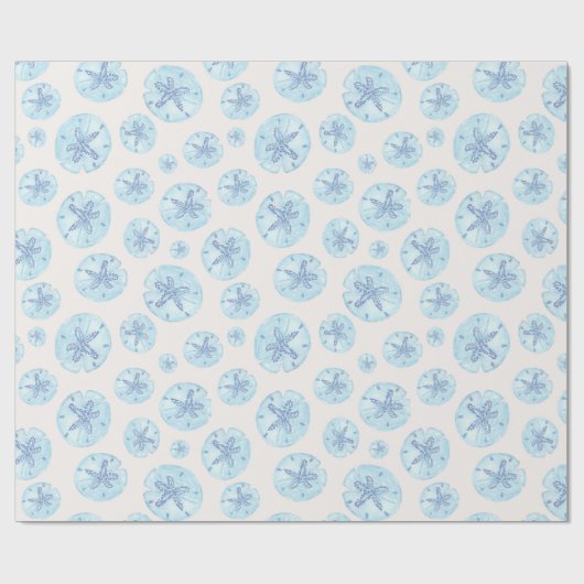 Aqua-blauwe zanddollar cadeaupapier (Vlak)