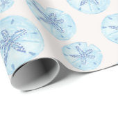 Aqua-blauwe zanddollar cadeaupapier (Rol Hoek)