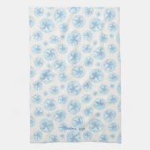 Aqua-blauwe zanddollar theedoek (Verticaal)