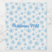 Aqua-blauwe zanddollar wijn etiket (Enkel label)