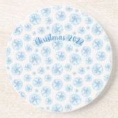 Aqua-blauwe zanddollar zandsteen onderzetter (Voorkant)