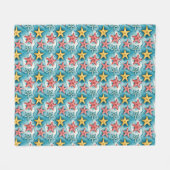 Aqua Blauwe Zee Ster Fleece Deken (Voorkant (Horizontaal))