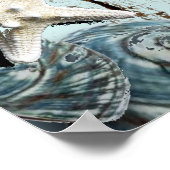 aqua blauwe zeeschelp strand bruiloft welkom poster (Hoek)