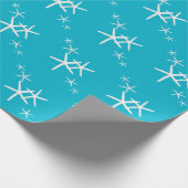 Aqua Blauwe Zeester Cadeaupapier Rol (Hoek)