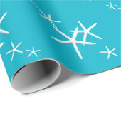 Aqua Blauwe Zeester Cadeaupapier Rol (Rol Hoek)