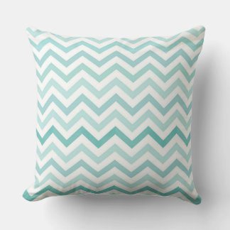 Aqua Blauwe Zigzag Patroon – Modern Minimalistisch Kussen