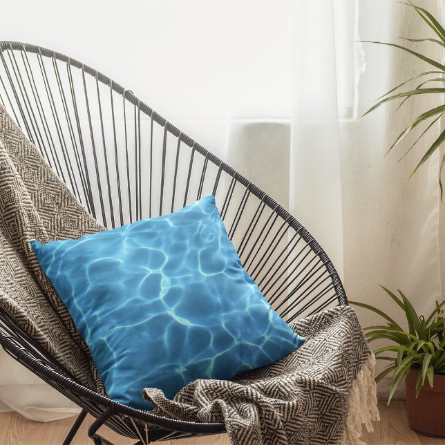 Aqua Blauwe Zwembad Foto Kussen (Aqua Blue Swimming Pool Photo Throw Pillow)