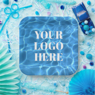 Aqua Blauwe Zwembad Foto voor Je Logo Papieren Bordje