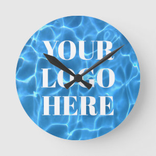 Aqua Blauwe Zwembad Foto voor je Logo Ronde Klok