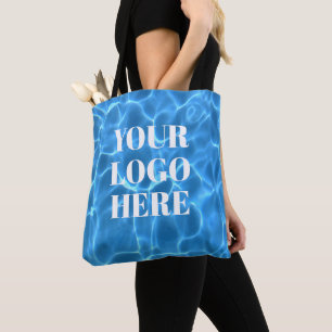 Aqua Blauwe Zwembad Foto voor je Logo Tote Bag