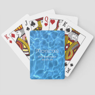 Aqua Blauwe Zwembad Meisjes 7e Verjaardag Pokerkaarten