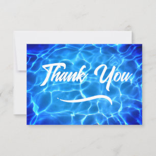 Aqua Blauwe Zwembad Moderne Calligrafie Bedankkaart