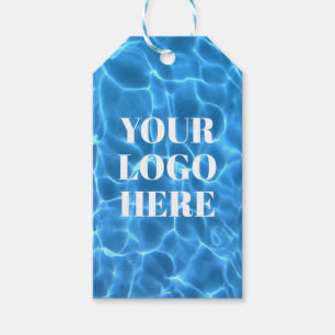 Aqua Blauwe Zwembad Verticale Foto Logo Cadeaulabel
