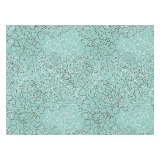Aqua Blauwgroen Abstract Floral Pattern Tafelkleed (Voorkant (Horizontaal))